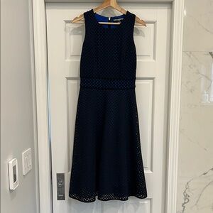 Karl Lagerfeld Women’s Size 2 Black & Blue Sleeveless A-Line Midi Dress